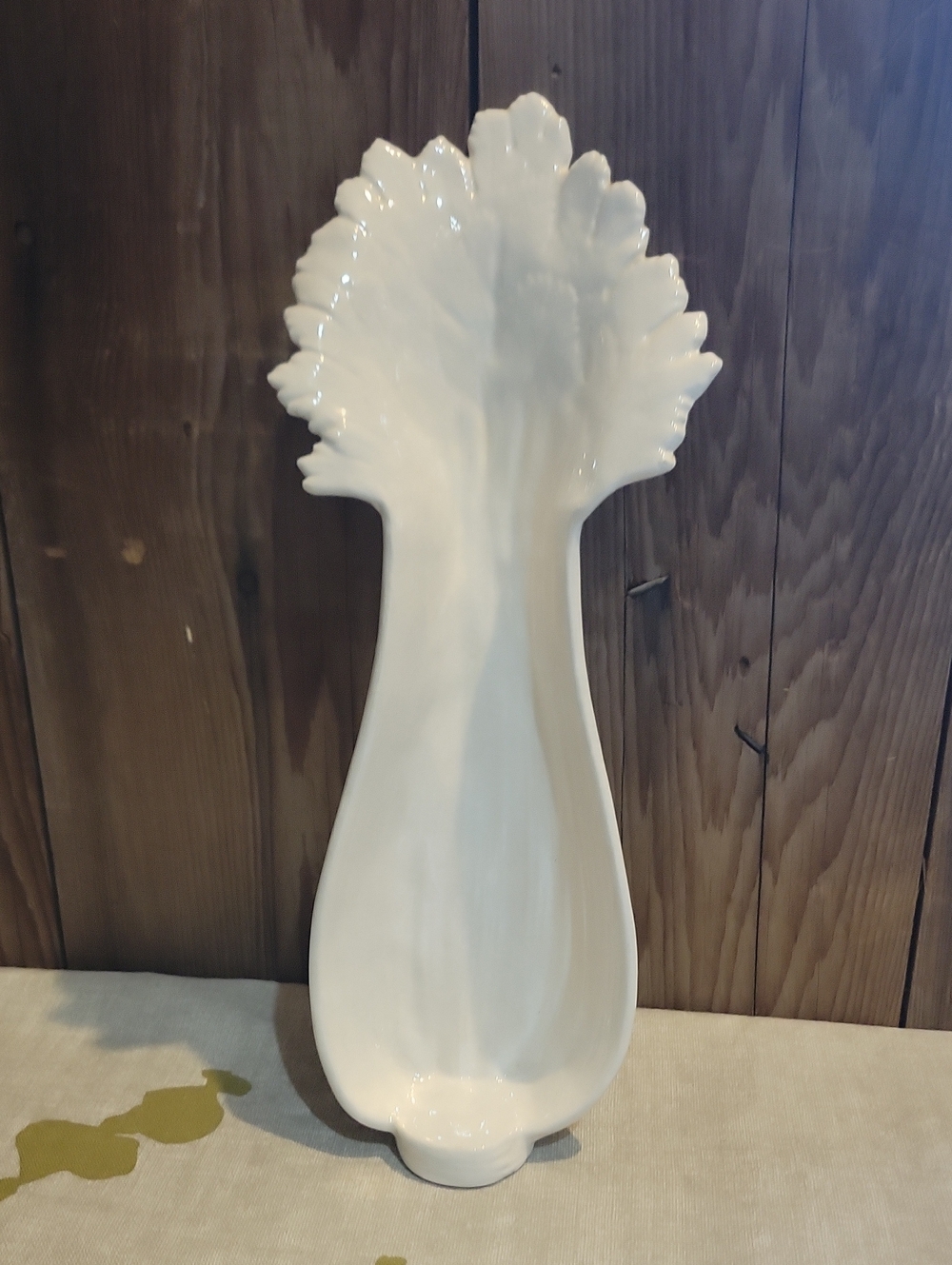 White Ceramic Celery Spoon Rest - Home Accents